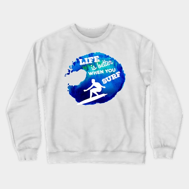 Surfing Crewneck Sweatshirt by yulia-rb